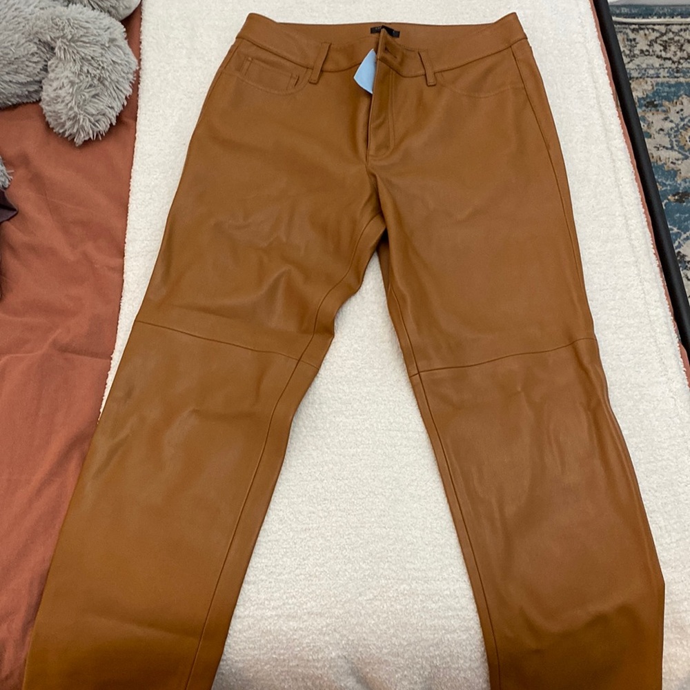 Ann Taylor Factory Brown faux leather pants, size 6P